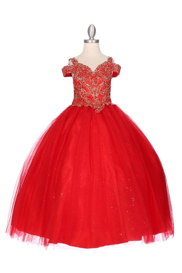 Girls Cold Shoulder Ball Gown by Cinderella Couture 8028