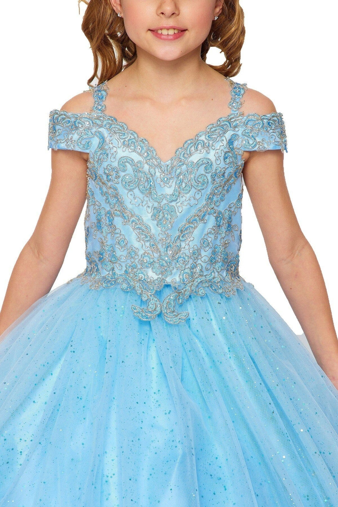 Girls Cold Shoulder Ball Gown by Cinderella Couture 8028