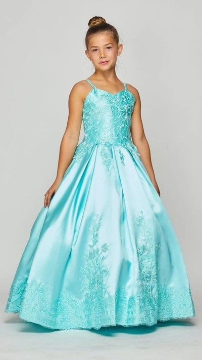 Girls Embroidered Satin Ball Gown by Cinderella Couture 8009