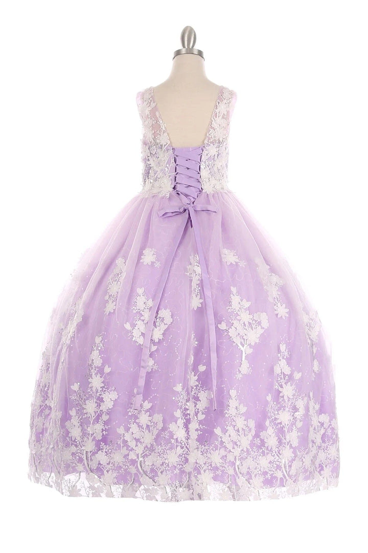 Girls Floral Applique Gown by Cinderella Couture 5108