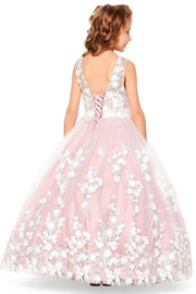 Girls Floral Applique Gown by Cinderella Couture 5108