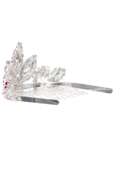 Girls Fuchsia Stone Mini Silver Tiara with Comb