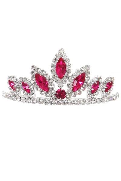 Girls Green Stone Mini Silver Tiara with Comb