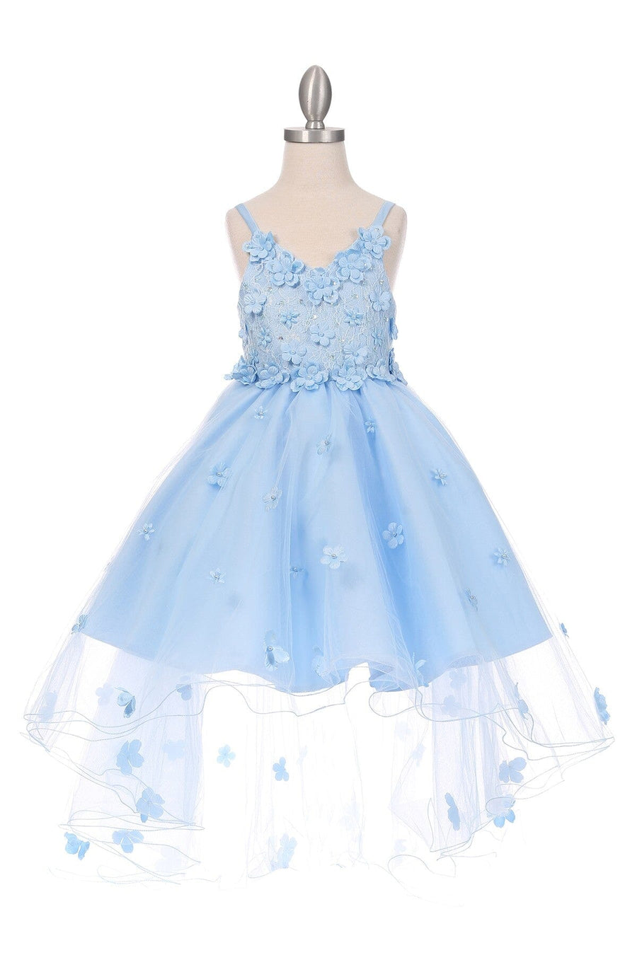 3/4 Sleeve Illusion High Low Flower Girl Dress by Cinderella Couture USA AS5128