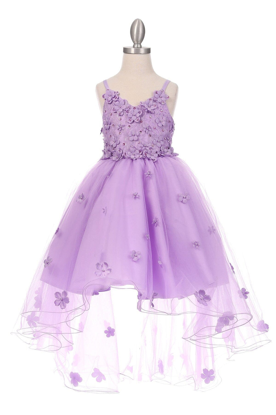 Girls High Low Dress with 3D Appliques by Cinderella Couture 9019