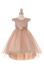 Girls High Low Dress with Glitter Top by Cinderella Couture 5072-Girls Formal Dresses-ABC Fashion