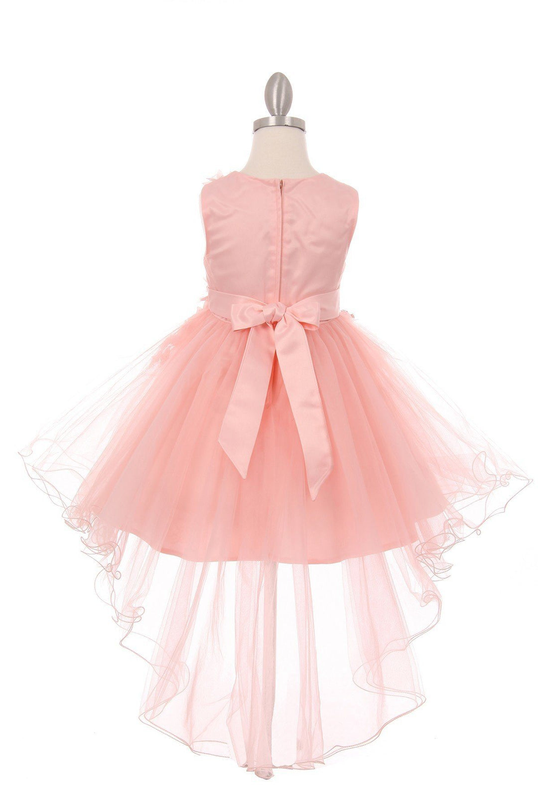 Girls High Low Tulle Dress with 3D Flowers by Cinderella Couture 9038-Girls Formal Dresses-ABC Fashion