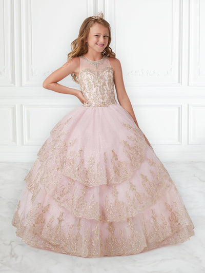 Girls Lace Applique Long Tiered Dress by Mini Quince 26938MQ-Girls Formal Dresses-ABC Fashion