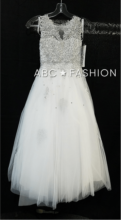 Girls Long Lace Applique Dress by Tiffany Princess 13523