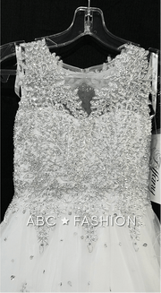 Girls Long Lace Applique Dress by Tiffany Princess 13523