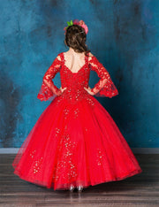 Girls Lace Bell Sleeve Ball Gown by Calla KY229