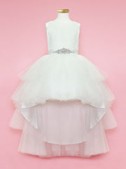 Girls Layered High Low Dress with Lace Bodice by Calla TY004-Girls Formal Dresses-ABC Fashion