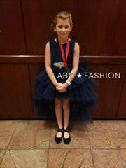 Girls Layered High Low Dress with Lace Bodice by Calla TY004-Girls Formal Dresses-ABC Fashion