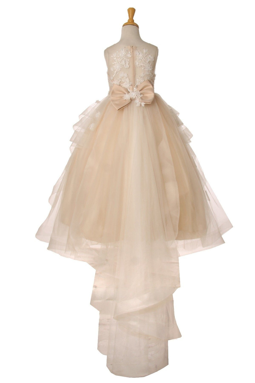 Girls Long 3D Floral Applique Dress by Cinderella Couture 5093