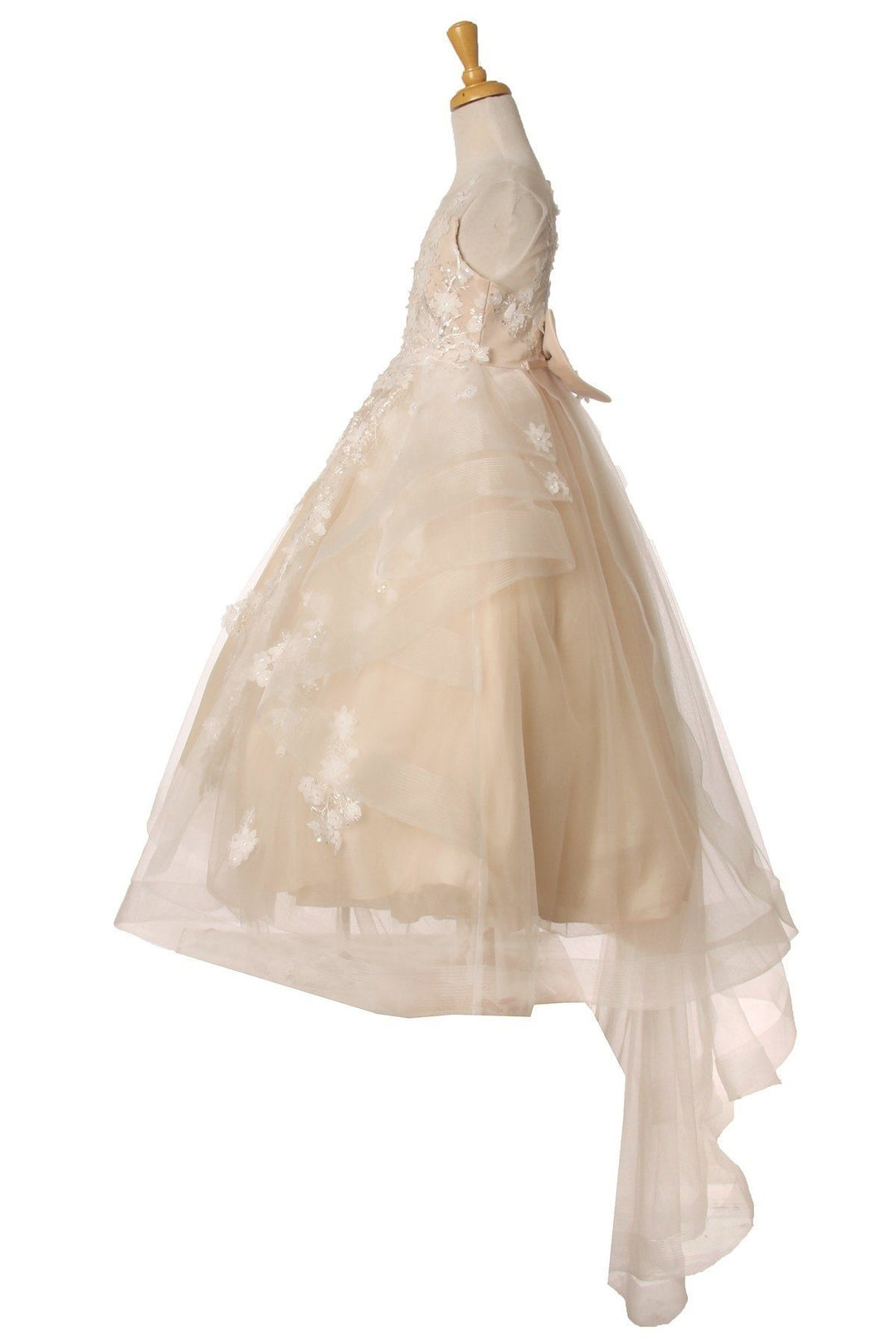 Girls Long 3D Floral Applique Dress by Cinderella Couture 5093