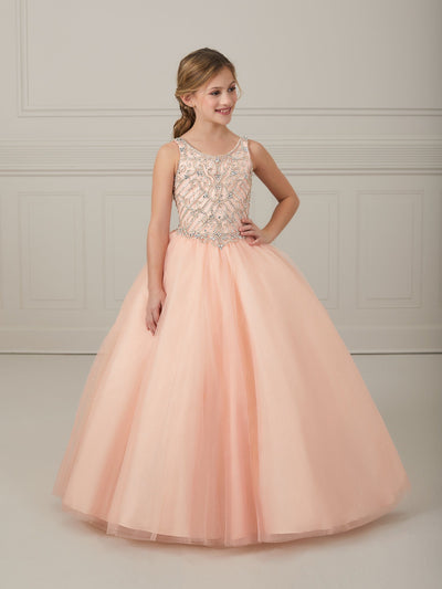 Girls Long Beaded Tulle Dress by Tiffany Princess 13648