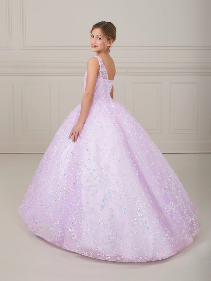 Girls Long Floral Glitter Dress by Tiffany Princess 13643