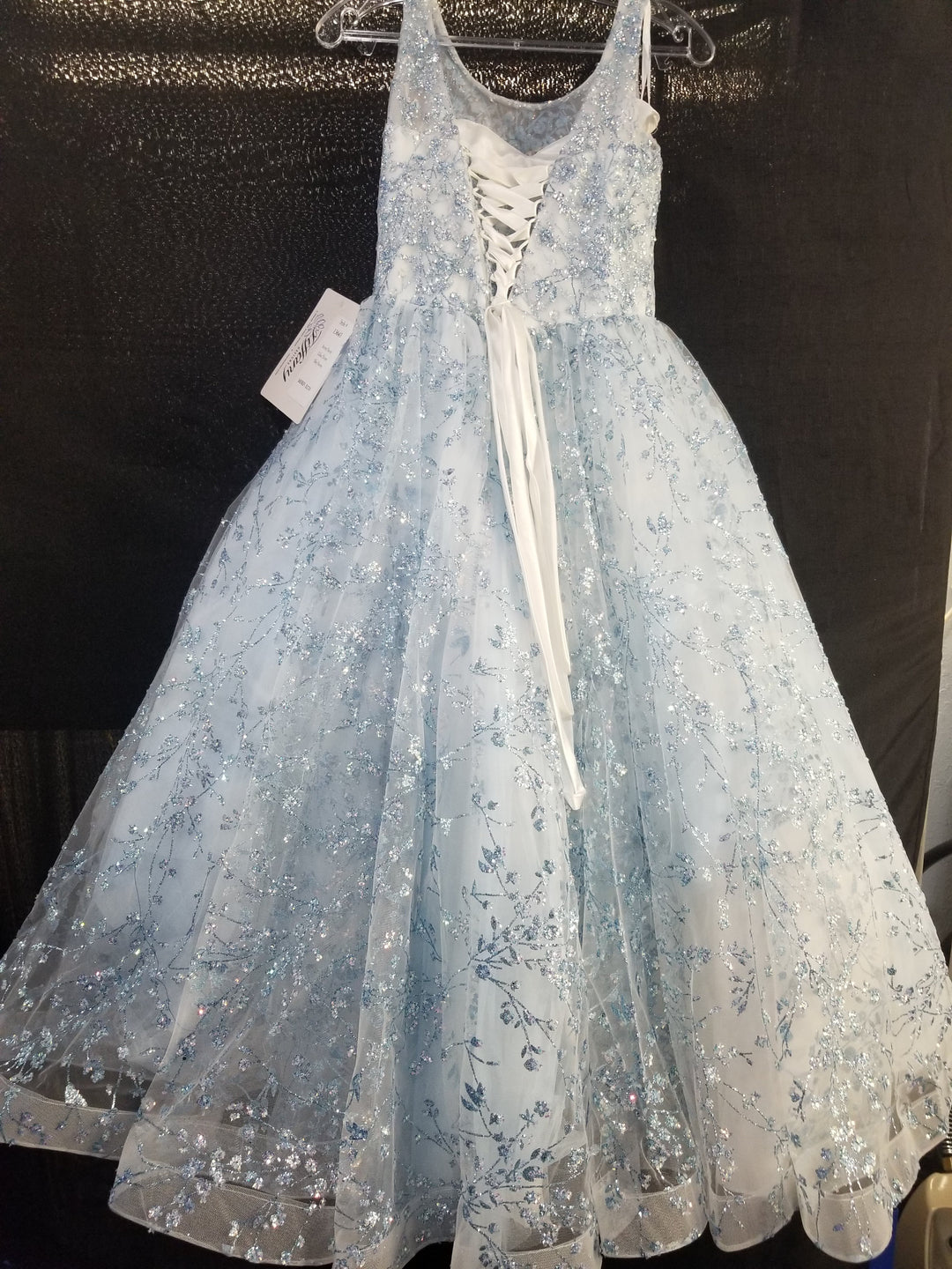 Girls Long Floral Glitter Dress by Tiffany Princess 13643
