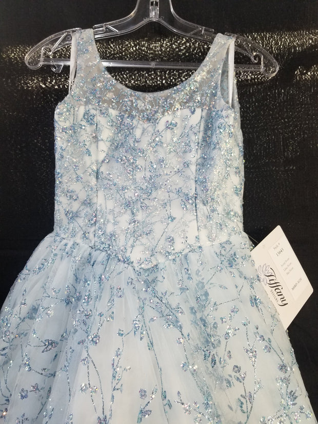 Girls Long Floral Glitter Dress by Tiffany Princess 13643