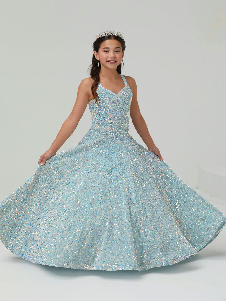 Girls Long Iridescent Sequin Dress by Tiffany Princess 13625