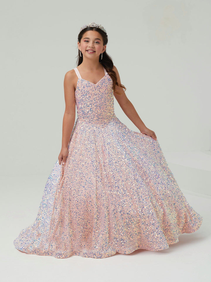 Girls Long Iridescent Sequin Dress by Tiffany Princess 13625