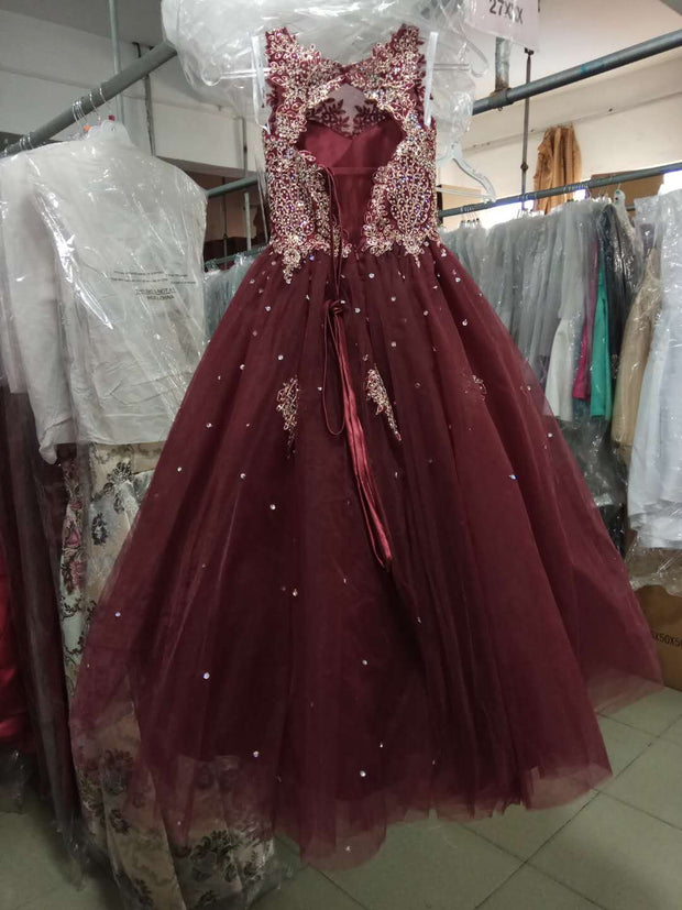 Girls Long Lace Applique Dress by Tiffany Princess 13523