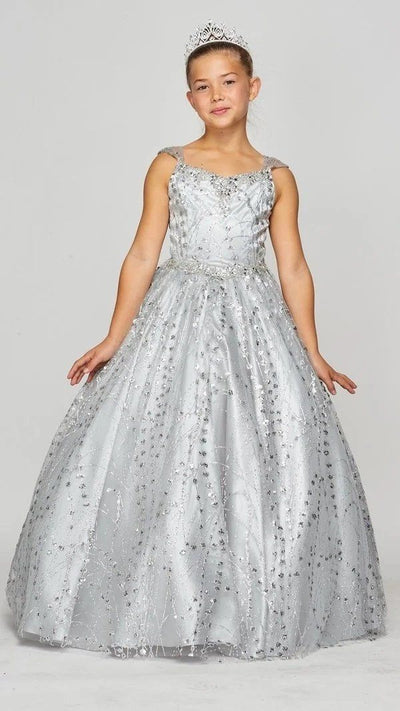 Girls Long Sleeveless Glitter Dress by Cinderella Couture 8007