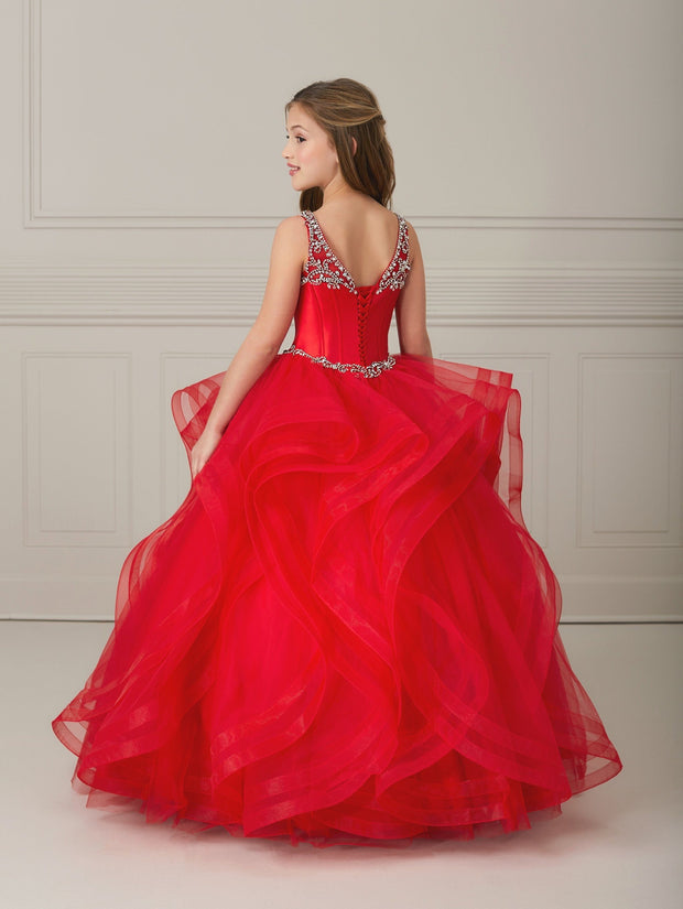 Girls Long Ruffled Dress by Tiffany Princess 13639