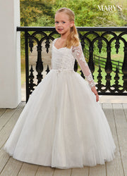 Girls Long Sleeve Gown by Mary's Bridal MB9099