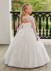 Girls Long Sleeve Gown by Mary's Bridal MB9099