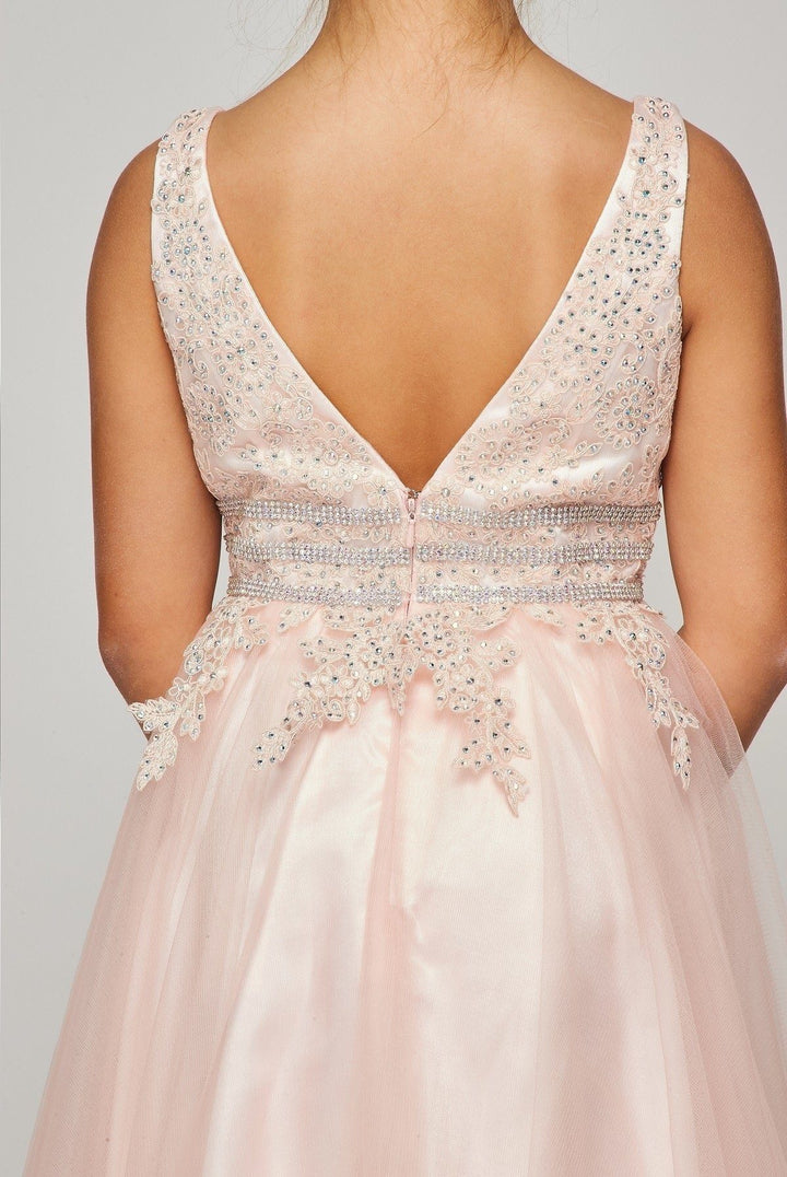 Girls Long Sleeveless Dress with Lace Top by Cinderella Couture 5082