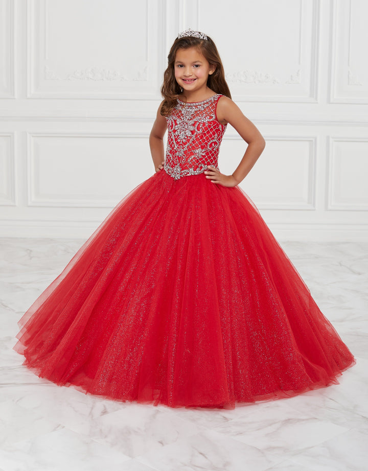 Girls Long Sleeveless Glitter Dress by Tiffany Princess 13597-Girls Formal Dresses-ABC Fashion