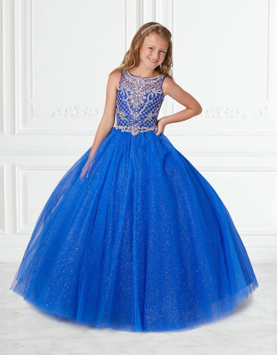 Girls Long Sleeveless Glitter Dress by Tiffany Princess 13597-Girls Formal Dresses-ABC Fashion