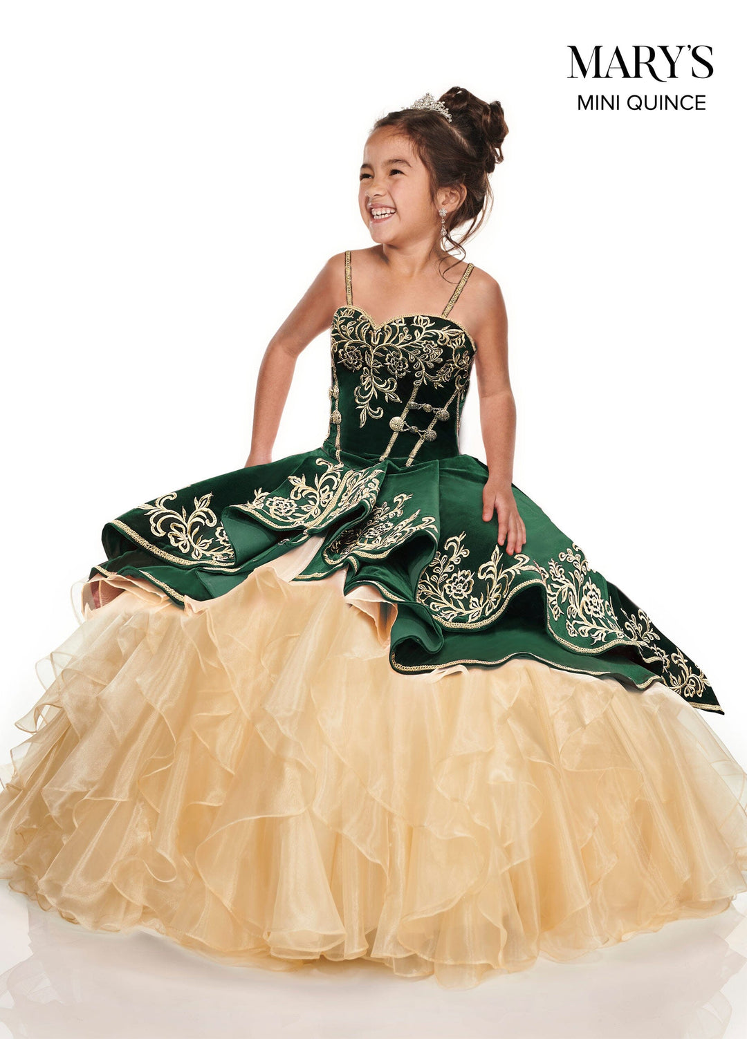 Girls Long Velvet Charro Dress by Mary's Bridal MQ4015