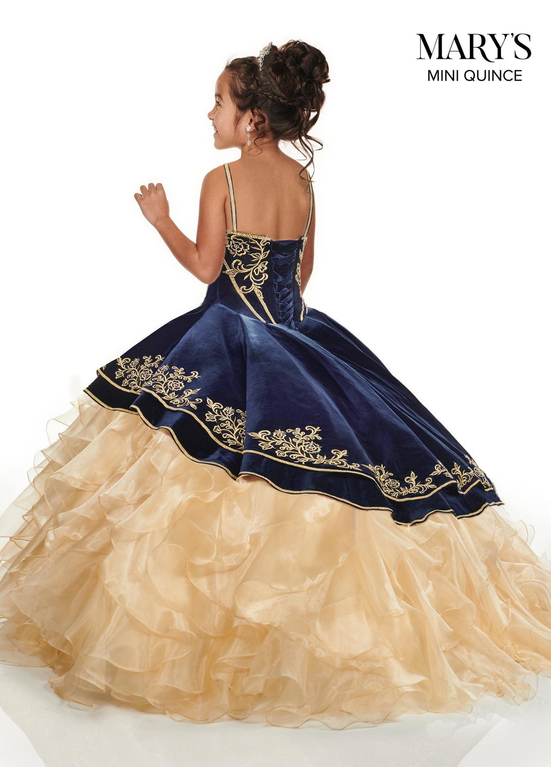 Girls Long Velvet Charro Dress by Mary's Bridal MQ4015-Girls Formal Dresses-ABC Fashion