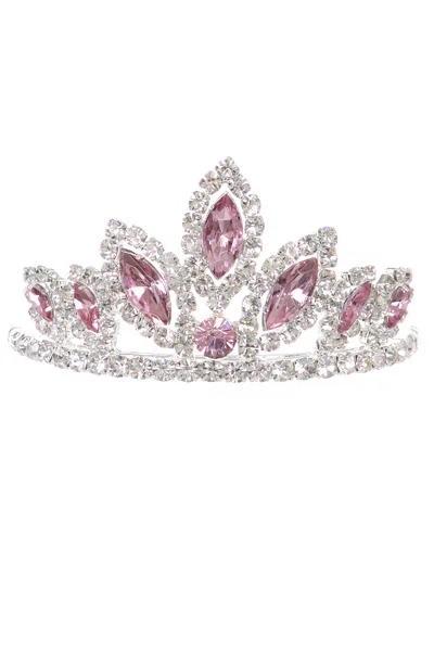 Girls Pink Stone Mini Silver Tiara with Comb