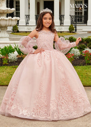 Girls Puff Sleeves Gown by Mary's Bridal MQ4035
