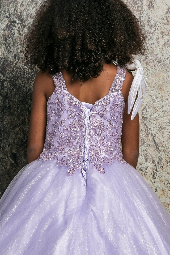 Girls Sequin Applique Sleeveless Gown by Petite Adele C337