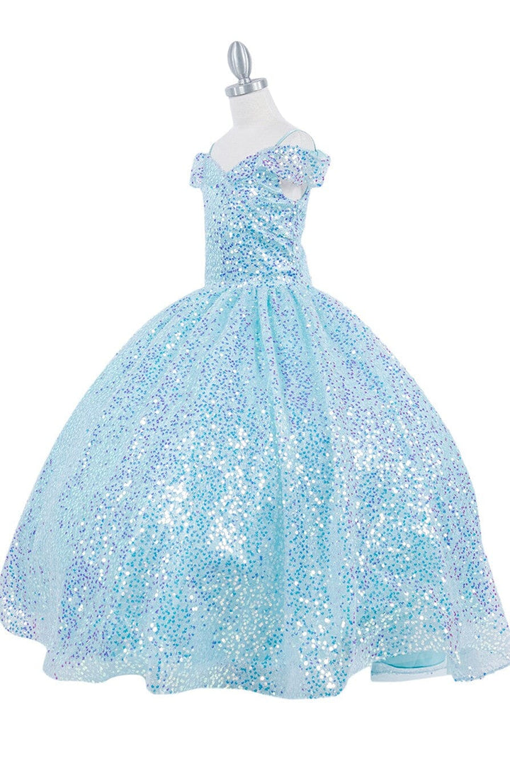 Girls Sequin Cold Shoulder Gown by Cinderella Couture 5123