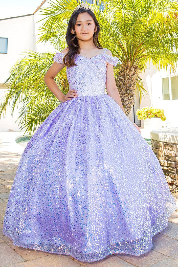 Girls Sequin Cold Shoulder Gown by Cinderella Couture 5123