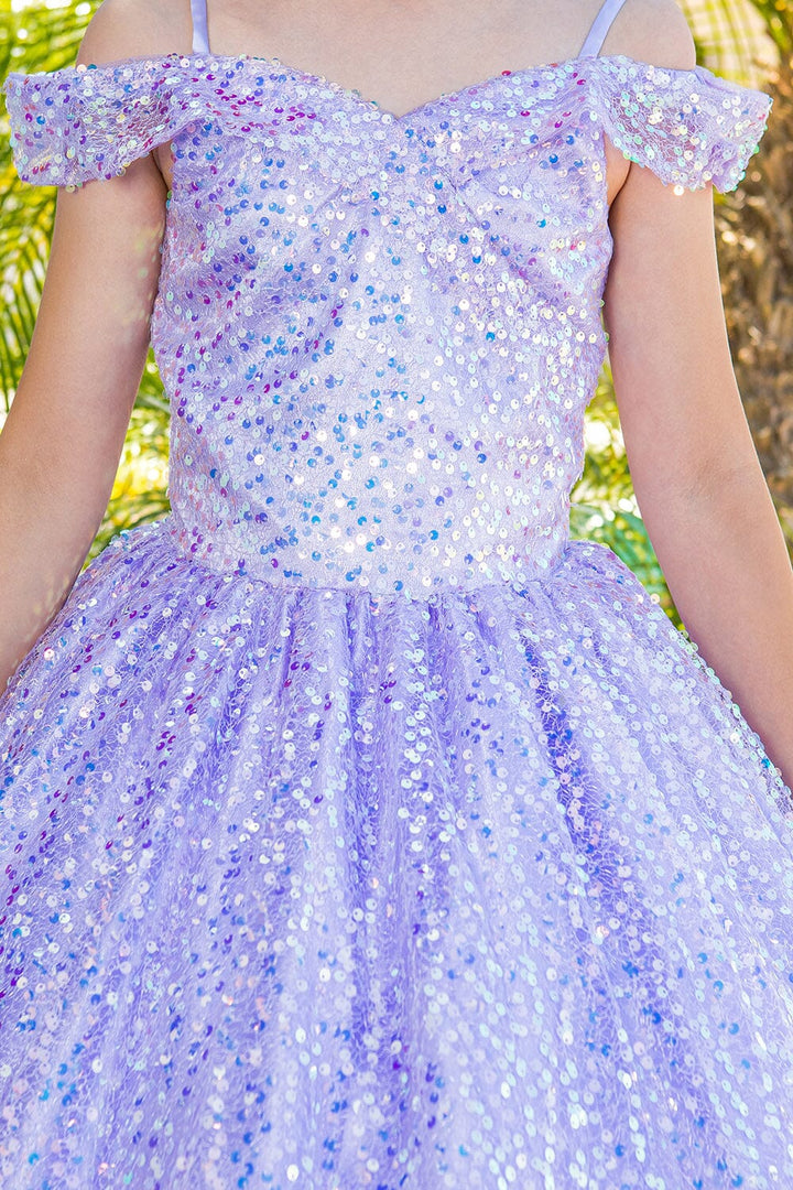 Girls Sequin Cold Shoulder Gown by Cinderella Couture 5123