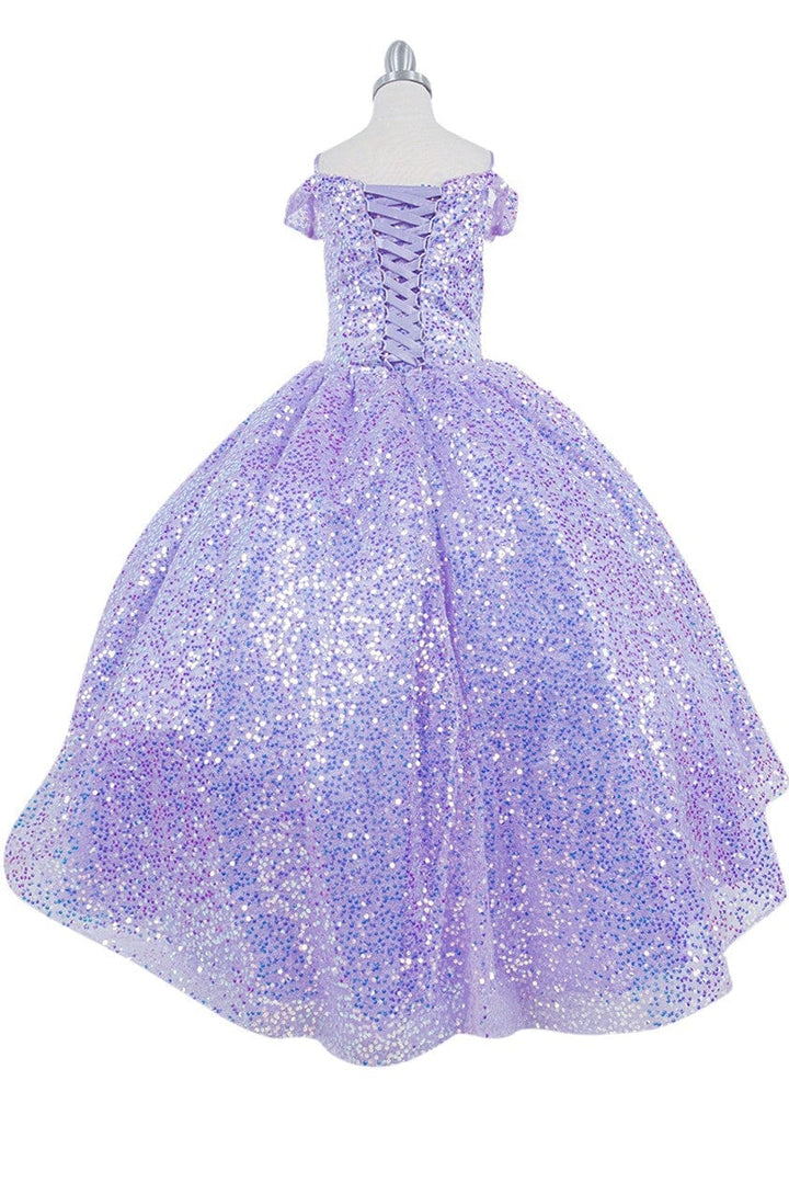 Girls Sequin Cold Shoulder Gown by Cinderella Couture 5123