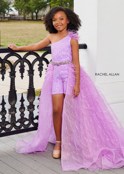 Girls Sequin One Shoulder Overskirt Romper by Rachel Allan 10136
