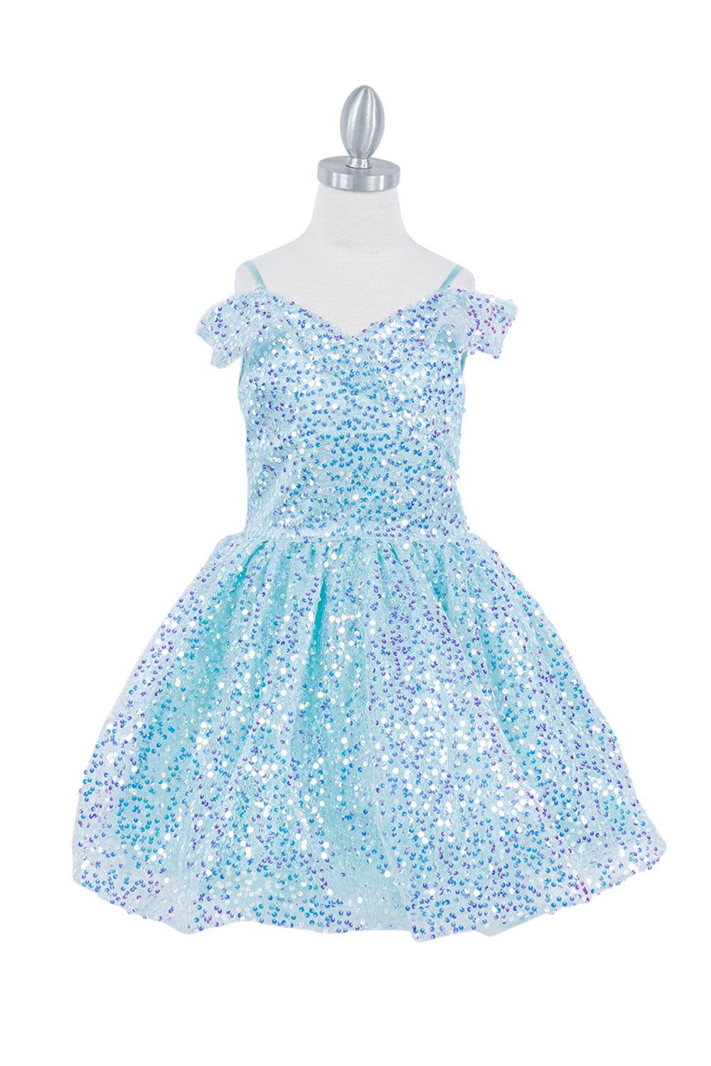 Girls Sequin Short Off Shoulder Dress by Cinderella Couture 5122