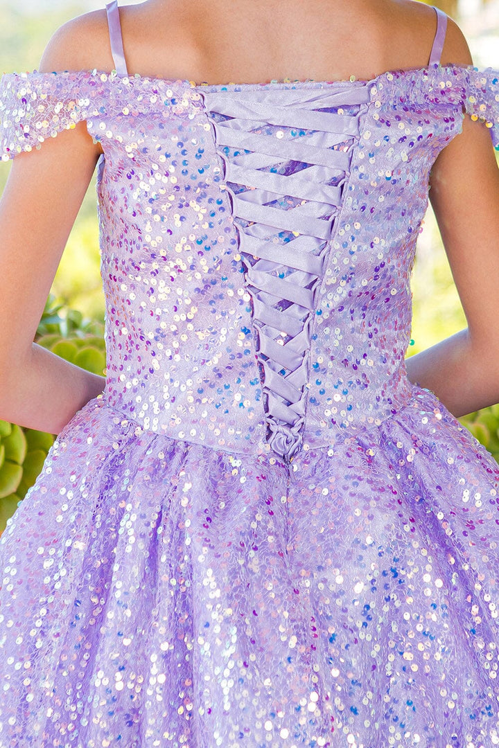 Girls Sequin Short Off Shoulder Dress by Cinderella Couture 5122