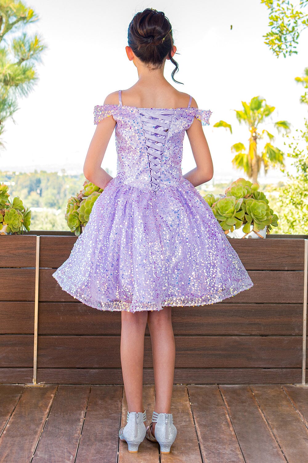 Girls Sequin Short Off Shoulder Dress by Cinderella Couture 5122