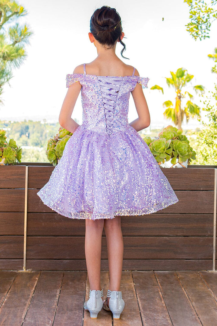 Girls Sequin Short Off Shoulder Dress by Cinderella Couture 5122