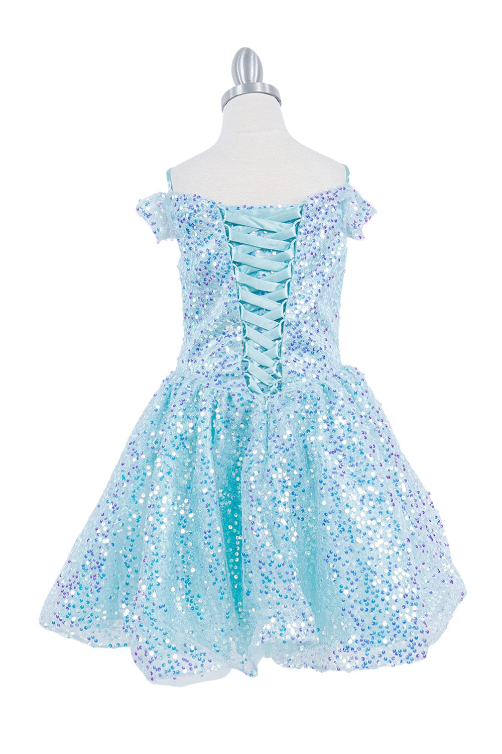 Girls Sequin Short Off Shoulder Dress by Cinderella Couture 5122