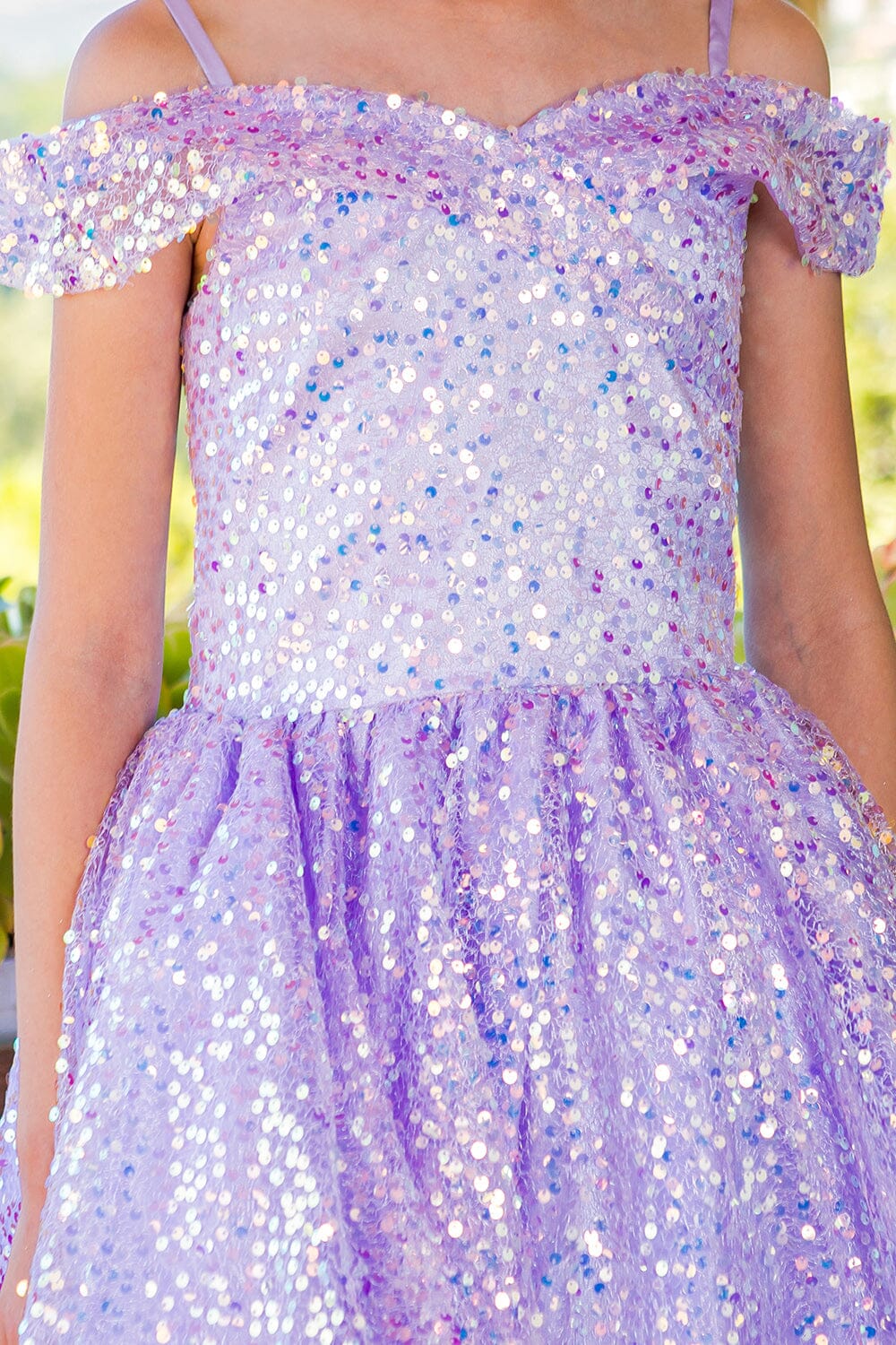 Girls Sequin Short Off Shoulder Dress by Cinderella Couture 5122