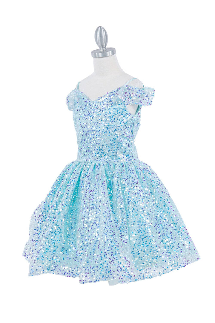 Girls Sequin Short Off Shoulder Dress by Cinderella Couture 5122